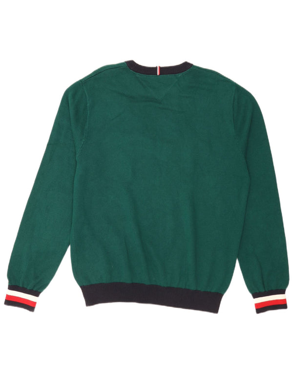 Tommy Hilfiger Mens Crew Neck Jumper Sweater Medium Green Colourblock