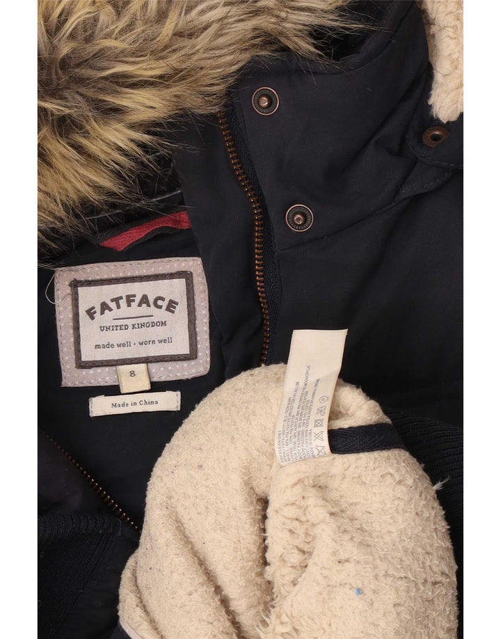 Fat Face Womens Hooded Padded Gilet UK 8 Small Navy Blue Polyester