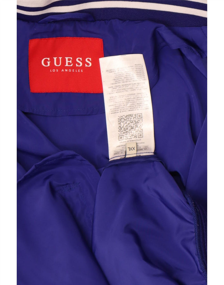 Guess Mens Tracksuit Top Jacket 2XL Blue Colourblock Polyester