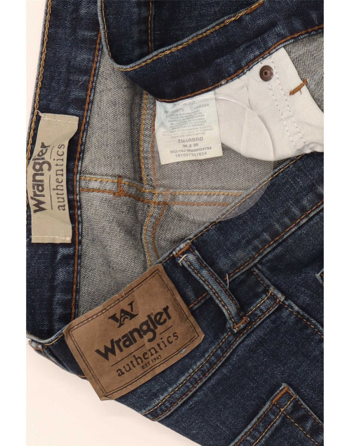 Wrangler Mens Straight Jeans W36 L30 Azul Algodão