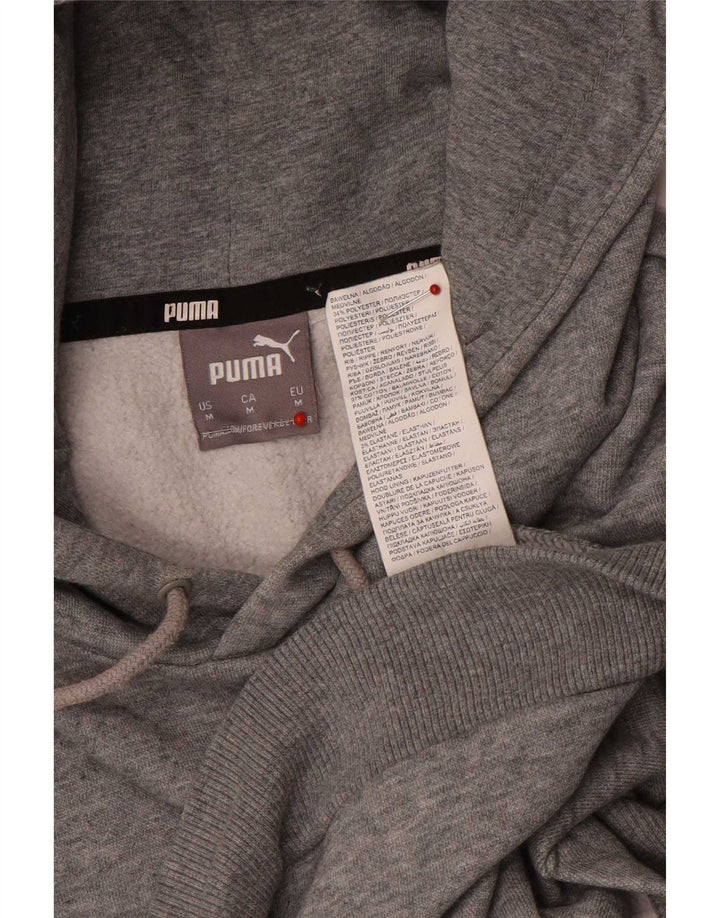 Puma Mens Graphic Hoodie Jumper Medium Grey Flecked Cotton