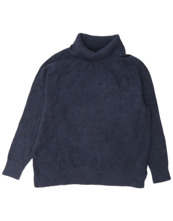 L.L.Bean Womens Roll Neck Jumper Sweater UK 18 XL Navy Blue Cotton