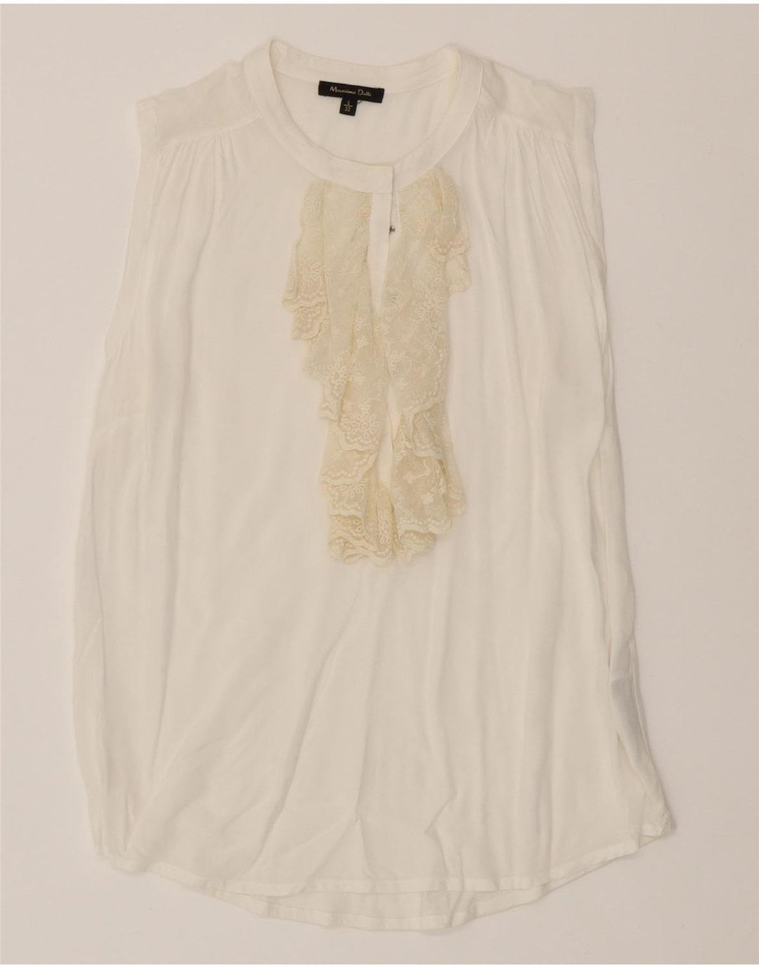MASSIMO DUTTI Womens Sleeveless Blouse Top UK 10 Small White Viscose Vintage Massimo Dutti and Second-Hand Massimo Dutti from Messina Hembry 