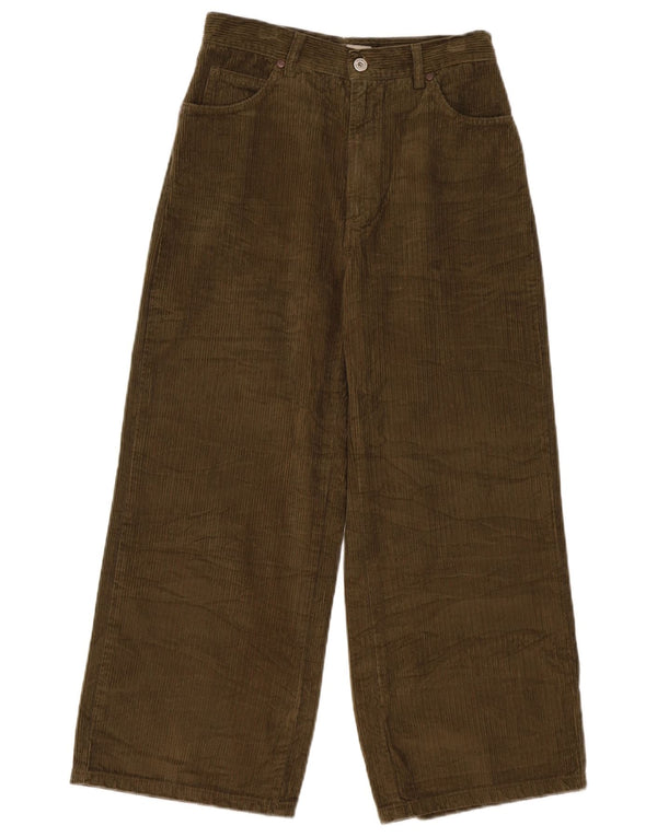 POP 84 Pantalones cortos de pana de pierna ancha para mujer W28 L25 Algodón caqui