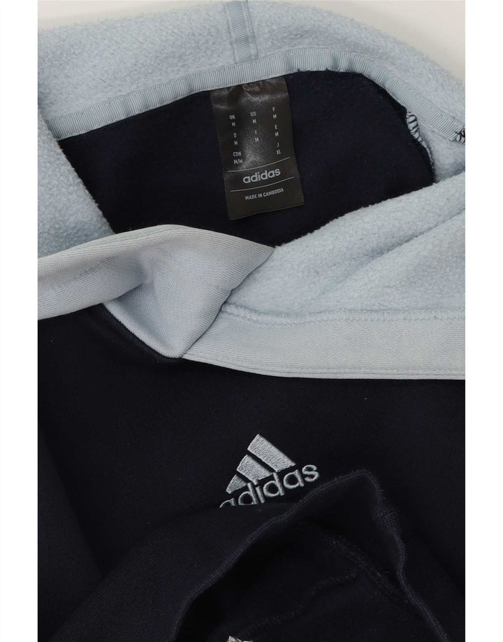 Adidas Mens Hoodie Jumper Medium Navy Blue Colourblock