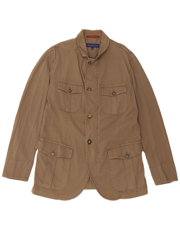 Trussardi Jeans Mens Utility Jacket IT 54 2XL Beige Cotton