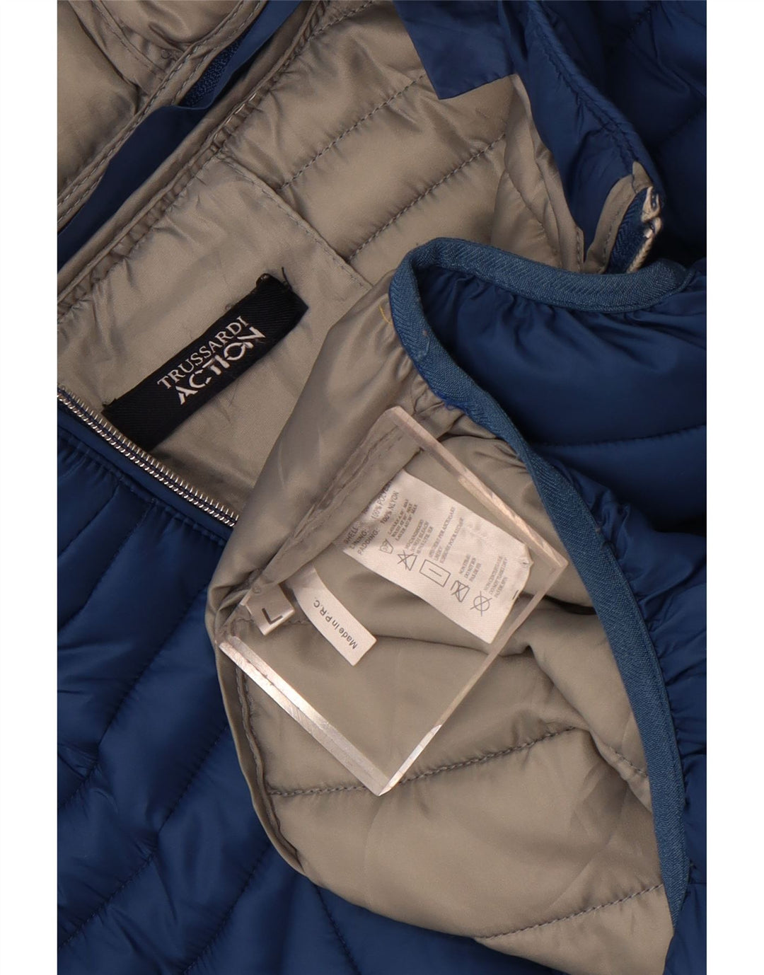 Trussardi Mens Hooded Padded Jacket UK 40 Large Blue Nylon
