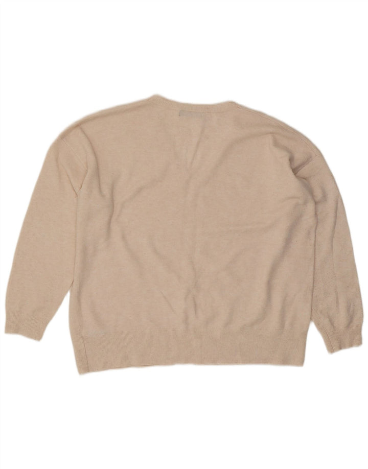 Marks & Spencer Dame Oversized V-hals sweater UK 16 Large Beige