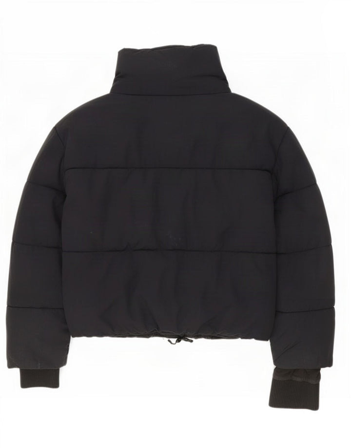 Jaqueta acolchoada superdimensionada feminina Zara UK 10 poliéster preto pequeno