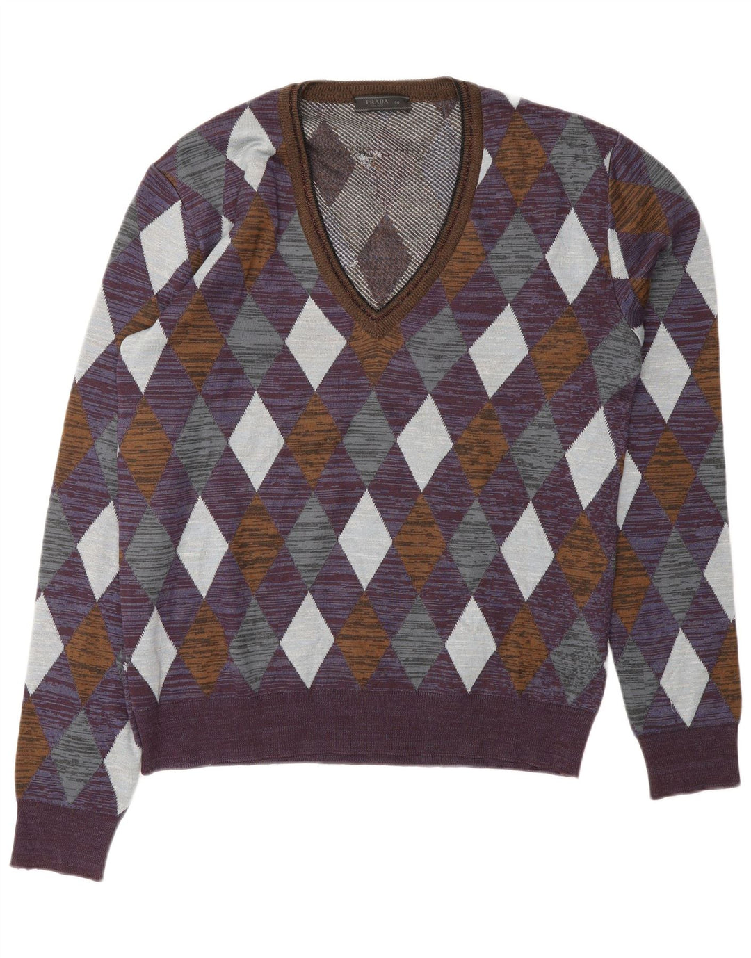 Prada Pull col V pour homme IT 50 Violet moyen Designer