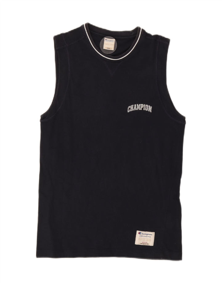 CHAMPION Mens Vest Top Small Navy Blue Cotton