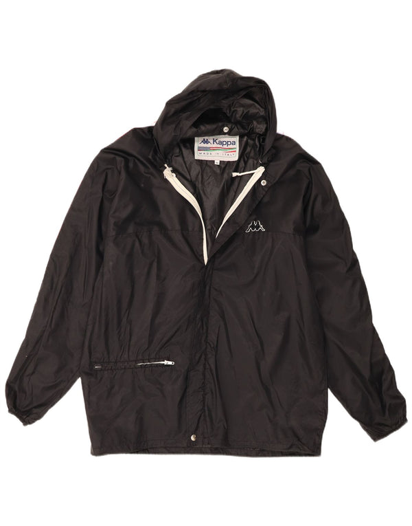 Kappa Mens Graphic Hooded Rain Jacket UK 38 Medium Black Colourblock Nylon