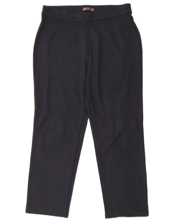 Marks & Spencer Womens Casual Trousers UK 14 Large W34 L27 Navy Blue