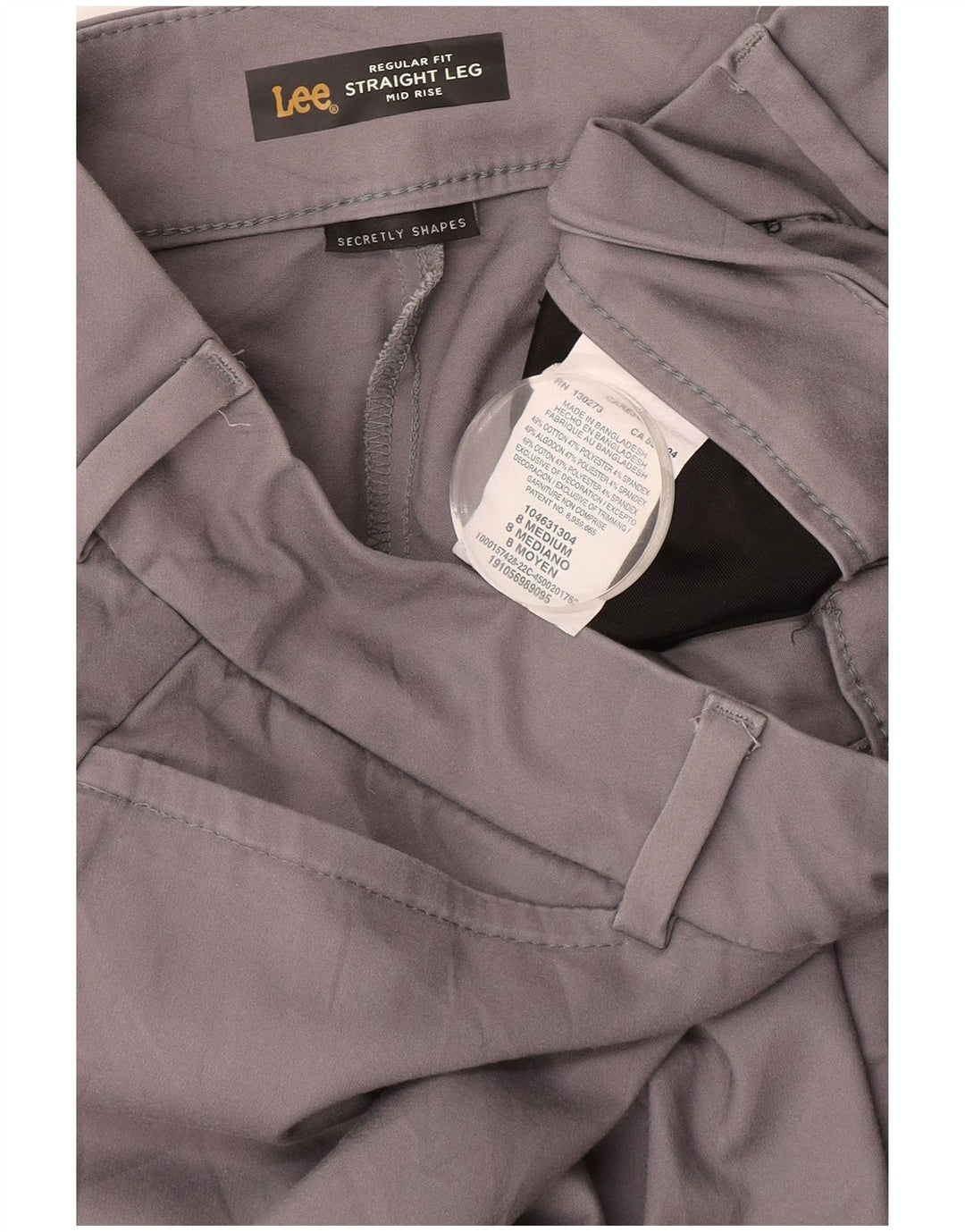 LEE Womens Mid Rise Regular Fit Casual Trousers US 8 Medium W30 L30 Grey