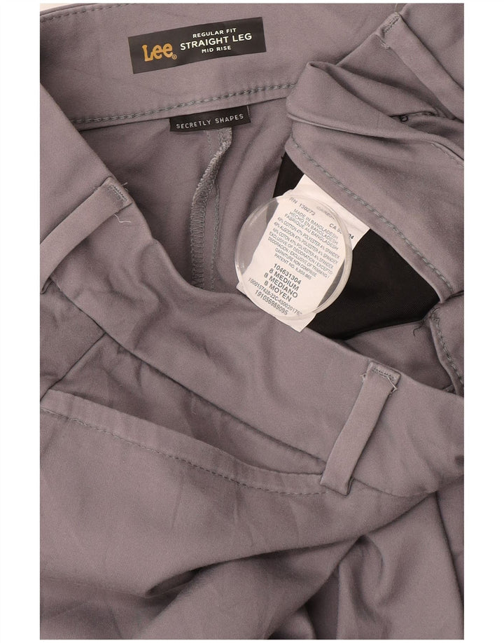 LEE Womens Mid Rise Regular Fit Casual Trousers US 8 Medium W30 L30 Grey