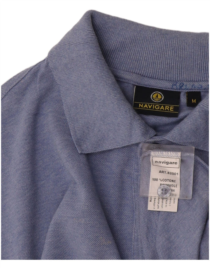 Navigare Mens Polo Shirt Medium Blue Cotton