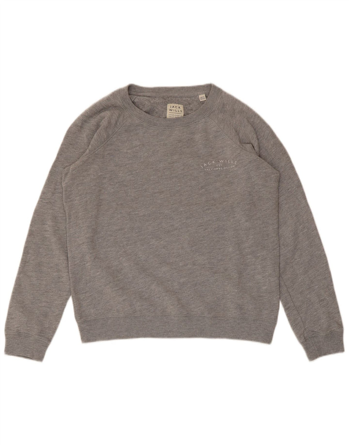 Jack Wills Womens Sweatshirt Jumper UK 12 Medium Grey Cotton