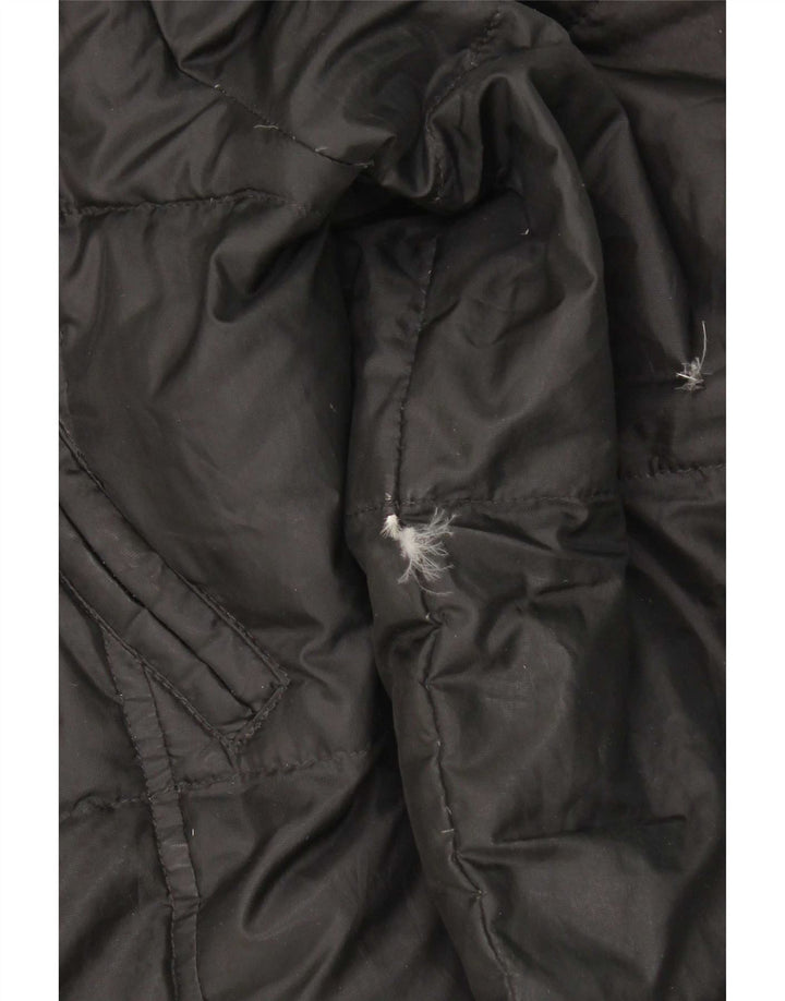 Replay Abrigo acolchado con capucha para mujer UK 44 Grande Poliéster negro