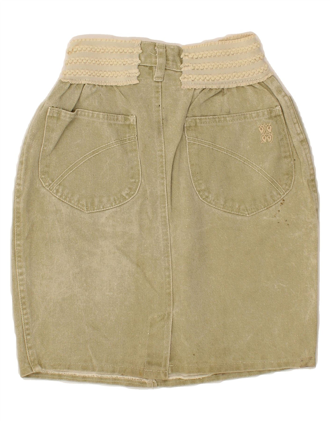 VINTAGE Womens Denim Skirt W32 Large Beige Vintage Vintage and Second-Hand Vintage from Messina Hembry 