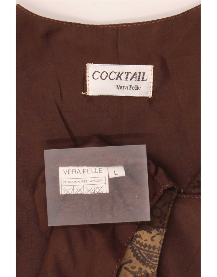 Vintage Mens Waistcoat Large Brown Paisley Leather