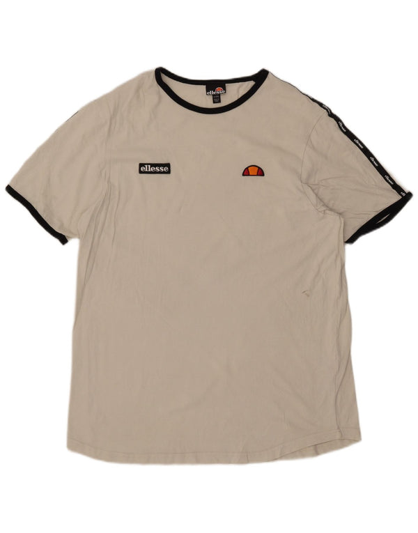 Ellesse Mens Graphic T-Shirt Top 2XL Off White Colourblock Cotton