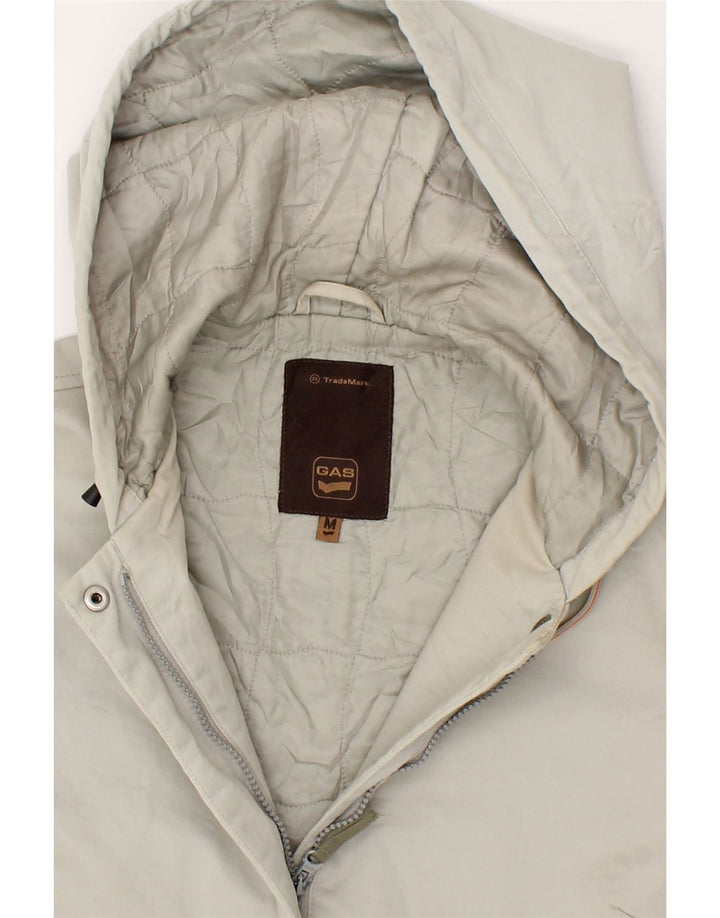 GAS Womens Hooded Windbreaker Jacket UK 14 Medium White Cotton Vintage Gas and Second-Hand Gas from Messina Hembry 