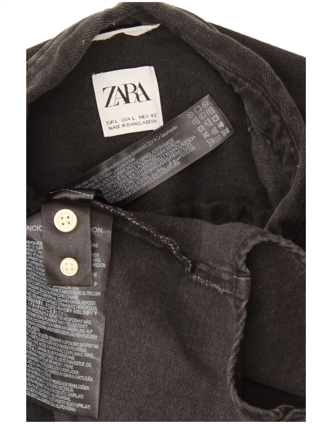 Zara Mens Denim Shirt Large Grey Cotton