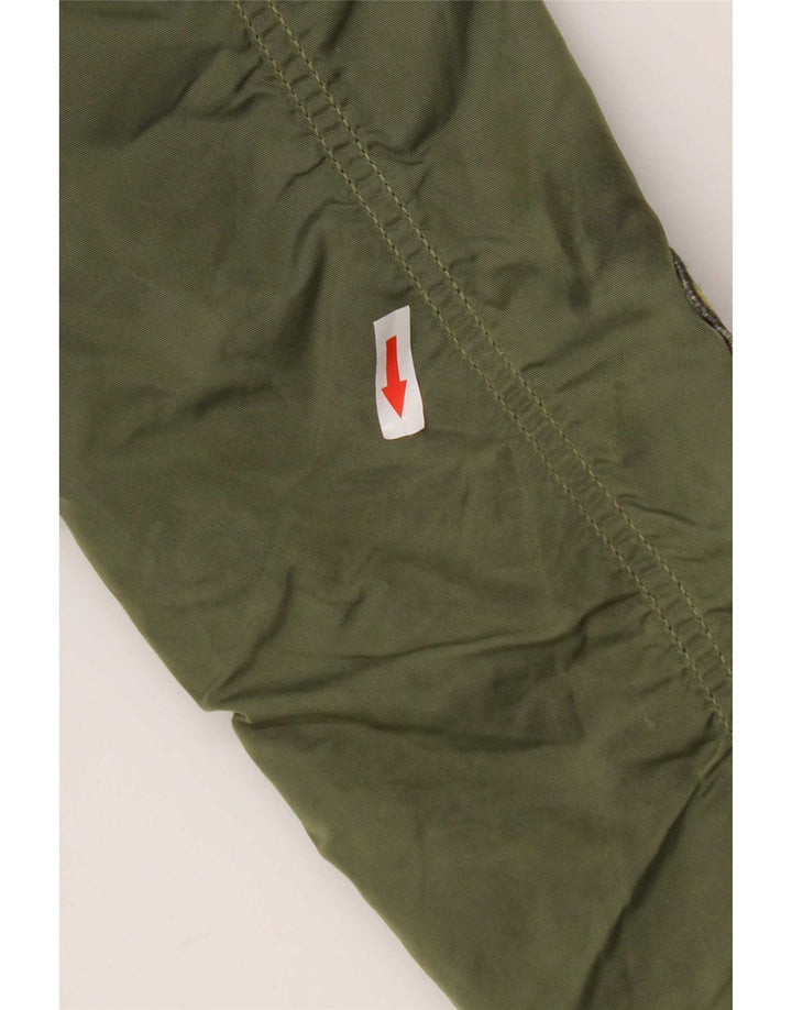 Alpha Industries Womens Graphic Bomber Jacket UK 6 XS Green Nylon