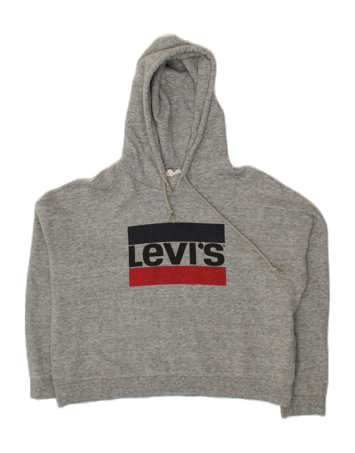 LEVI'S Womens Oversized Graphic Hoodie Jumper UK 14 Medium Grey Cotton Vintage Levi's and Second-Hand Levi's from Messina Hembry 