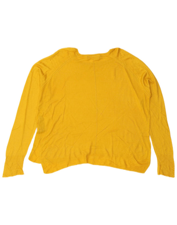 Zara Femme Pull Col Bateau UK 16 Large Jaune Viscose
