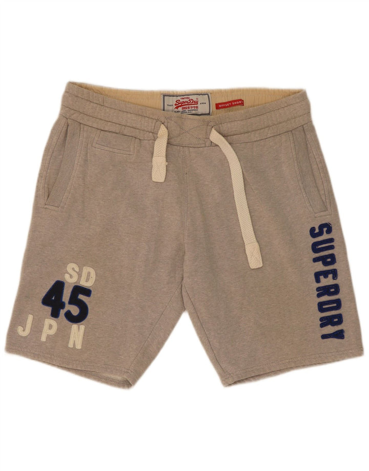 Pantaloncini sportivi grafici da uomo Superdry in cotone chiazzato grigio medio