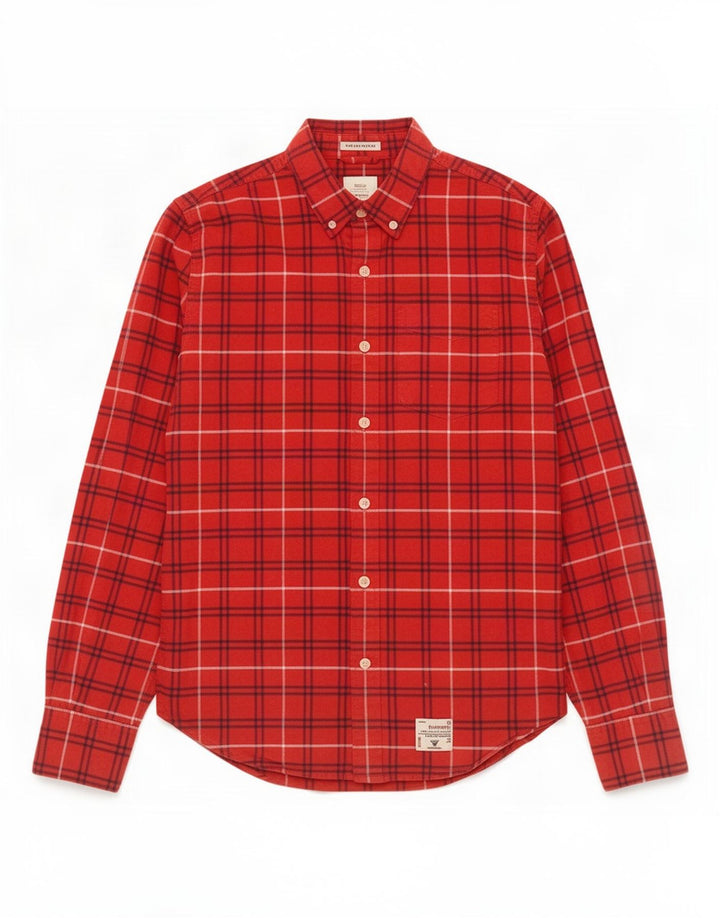 Superdry Mens Flannel Shirt Large Red Check Cotton