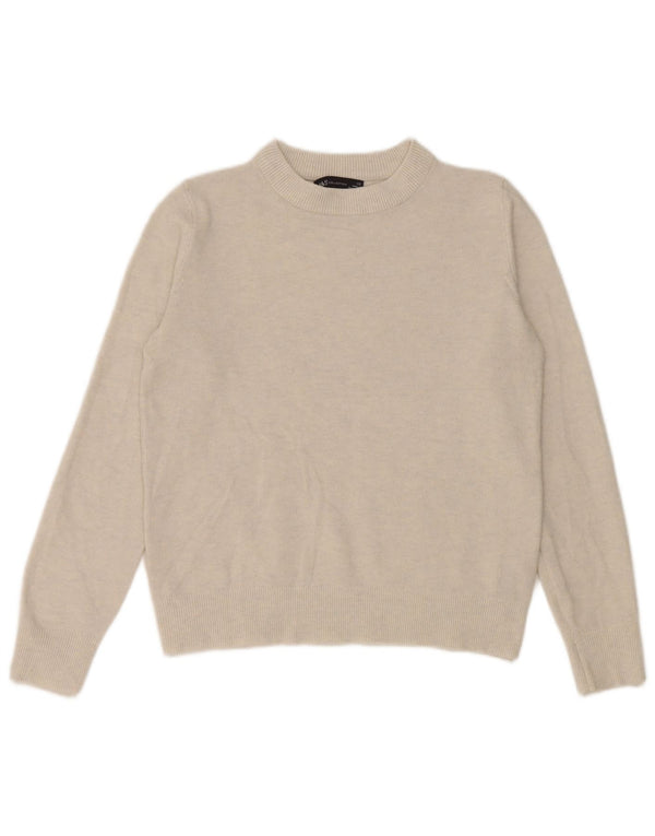 Marks & Spencer Damen Crop Crew Neck Pullover Pullover UK 6 XS Off White
