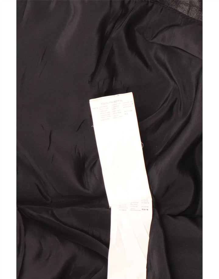 Promod Damen Leder Bikerjacke UK 8 Small Schwarz