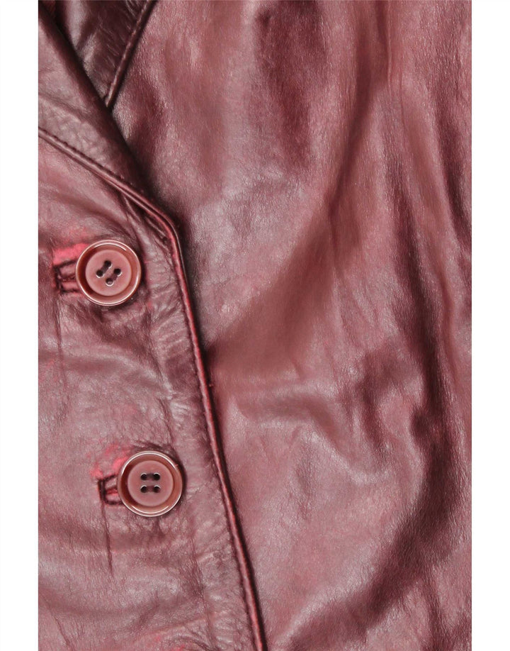Heeli læderfrakke til kvinder UK 12 Medium Burgundy