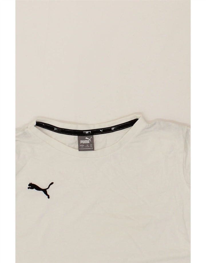 PUMA Girls T-Shirt Top 11-12 Years White Cotton Vintage Puma and Second-Hand Puma from Messina Hembry 