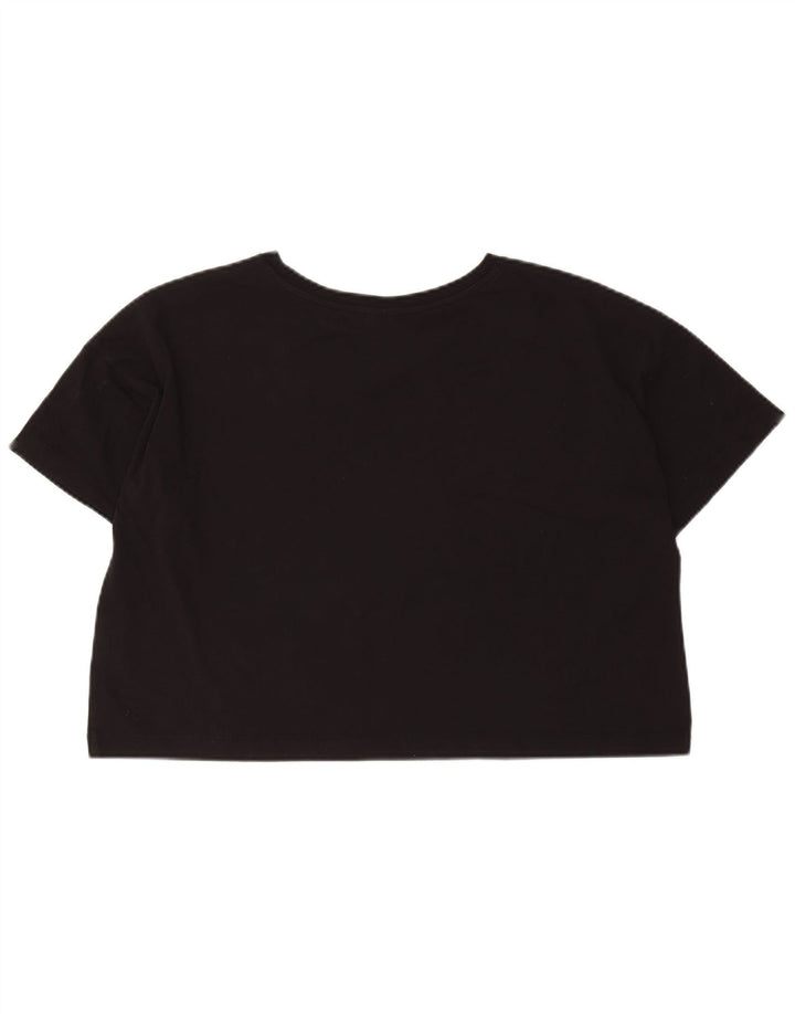Champion Womens Crop Oversized Graphic T-Shirt Top UK 14 Medium Black