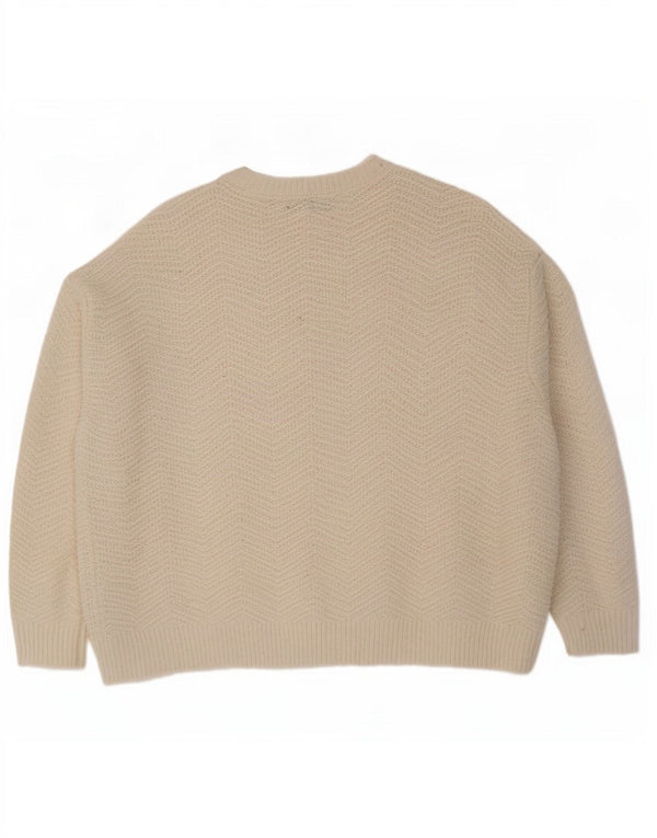 Marks & Spencer Dame Boat Neck Jumper Sweater UK 16 Large White Chevron