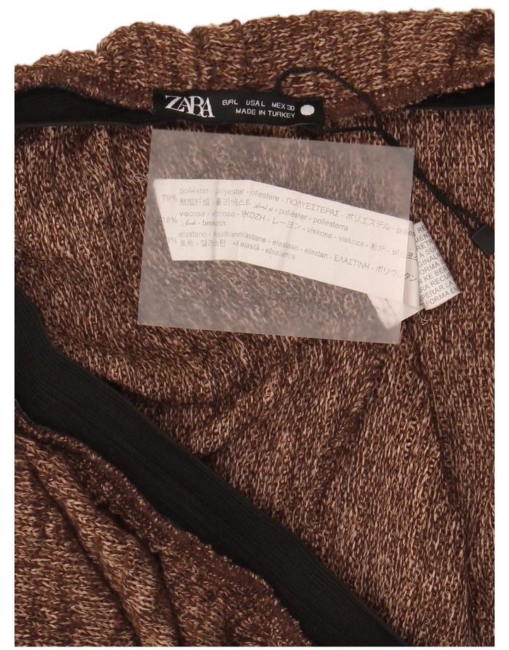 Zara Womens Knit Straight Skirt Large W30  Brown Flecked Polyester