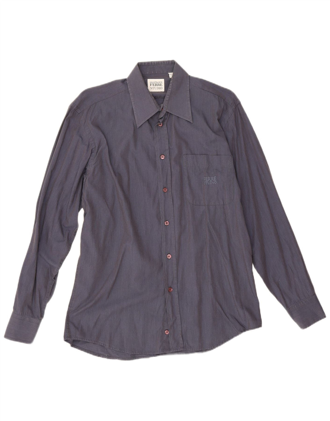Gianfranco Ferre Mens Shirt Size 39 15 1/2 Medium Navy Blue Cotton