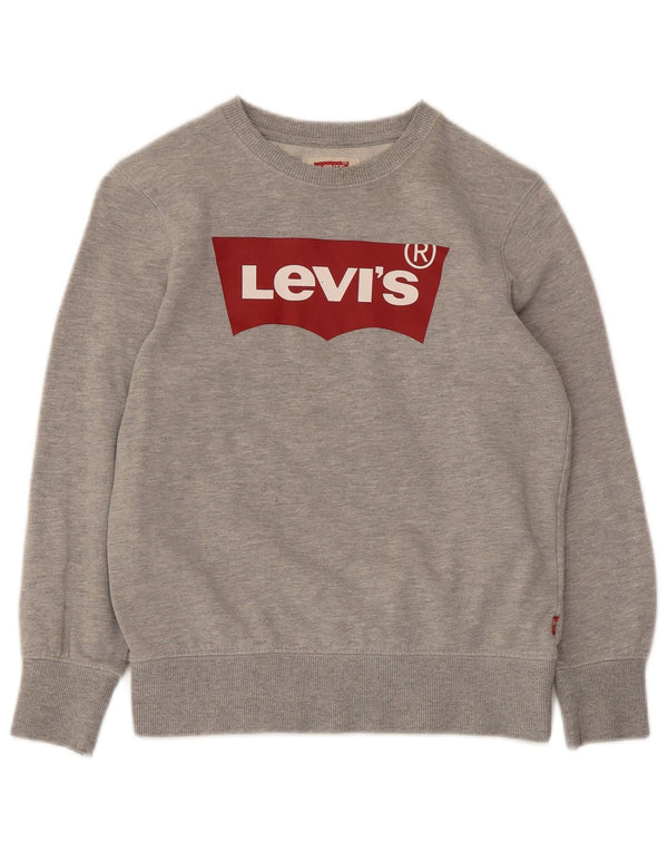 Levi's Boys Graphic Hoodie Jumper 9-10 Years Grey Cotton