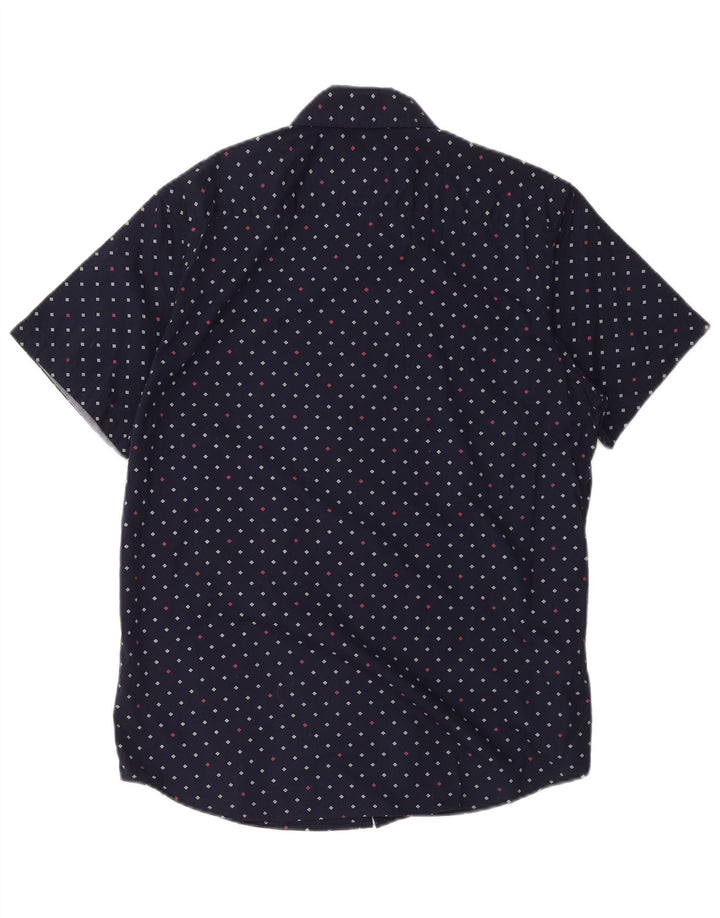 Lee Chemise à Manches Courtes Homme Coupe Regular Coton Géométrique Bleu Marine Moyen