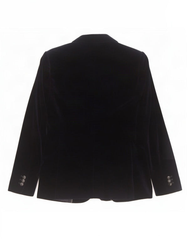 Massimo Dutti Womens 1 Button Velvet Blazer Jacket EU 38 Small Navy Blue