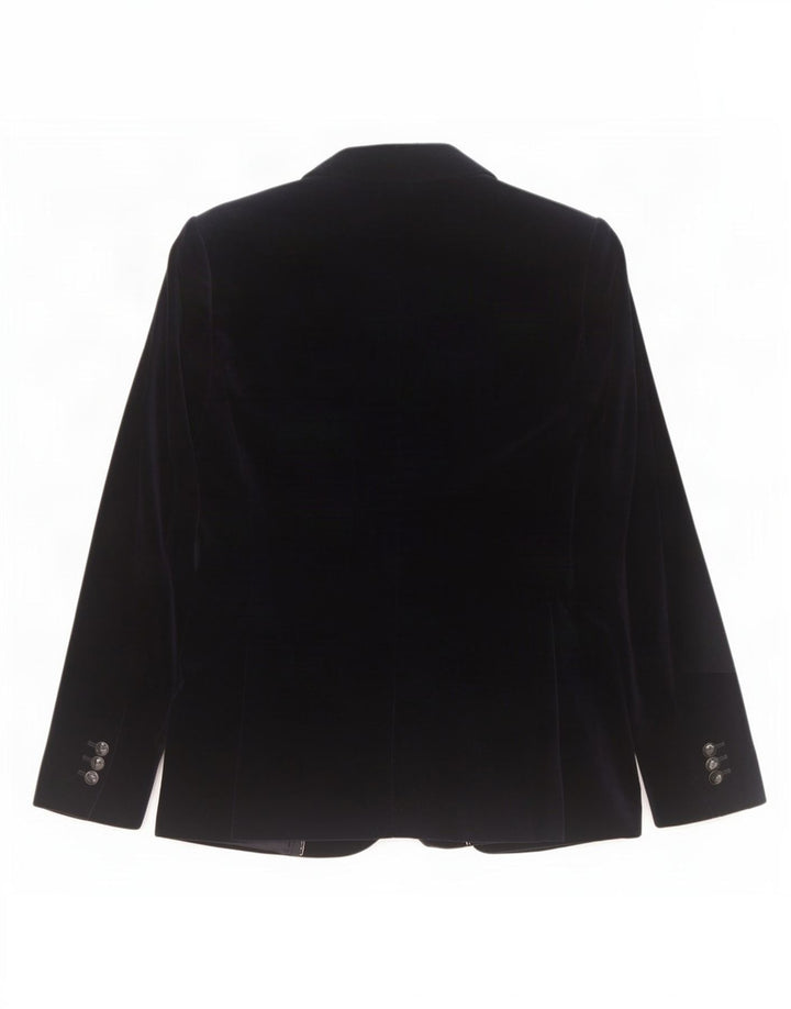Massimo Dutti Womens 1 Button Velvet Blazer Jacket EU 38 Small Navy Blue