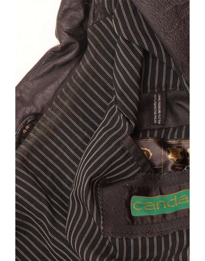 Canda Womens Graphic Leather Coat IT 44 Medium Black