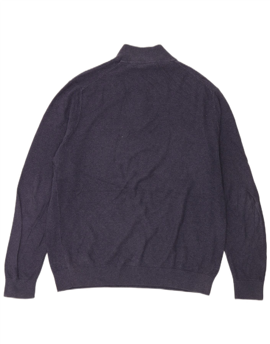 Lyle & Scott Mens Zip Neck Jumper Sweater Large Navy Blue Cotton