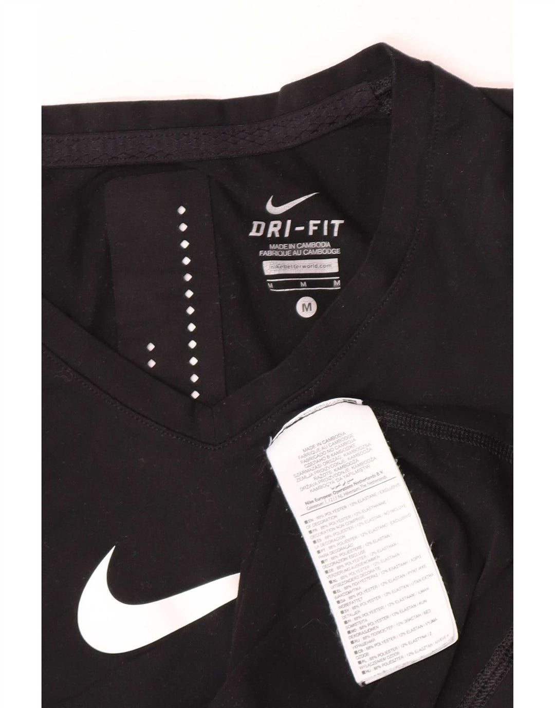 Nike Womens Dri Fit Graphic Vest Top UK 12 Medium Black Polyester