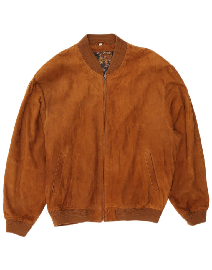 Gatsby Chaqueta Bomber de Ante para Hombre UK 38 Cuero Beige Medio