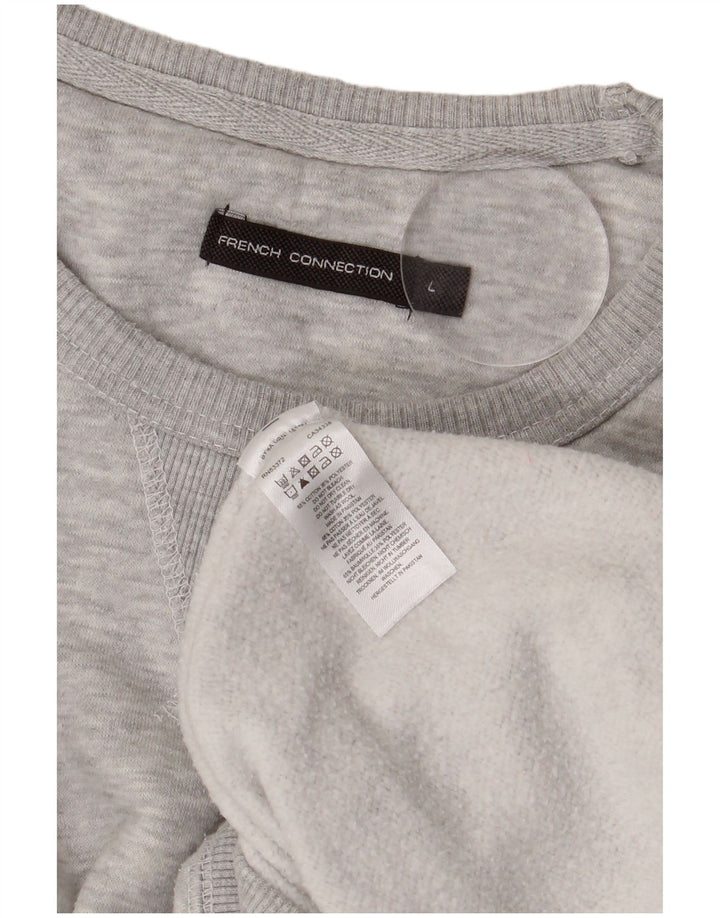 French Connection Herren-Sweatshirt-Pullover, groß, graue Baumwolle