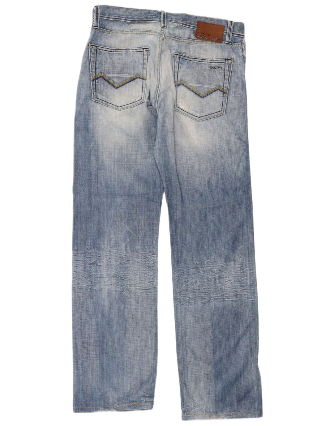 Energie Mens Distressed Straight Jeans W34 L36 Blue Cotton